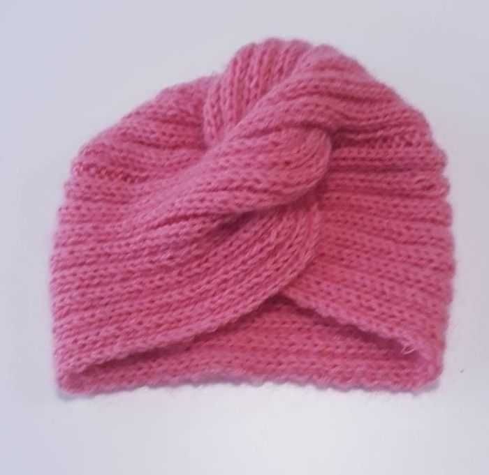 Bonnet turban mohair et laine petite fille