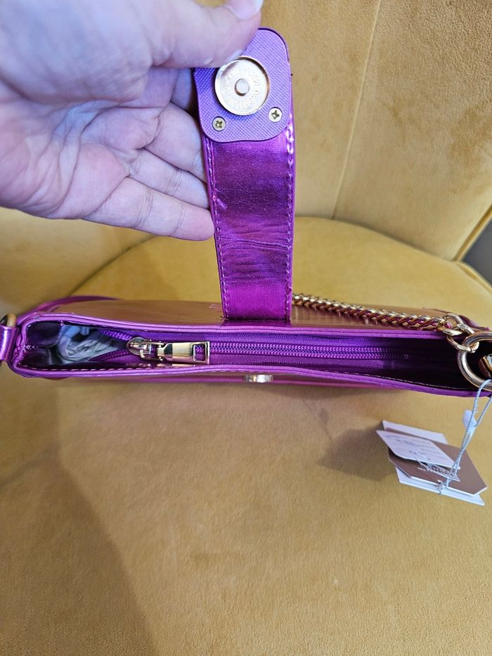 Sac a main rose brillant neuf gianni bernini - photo numéro 3