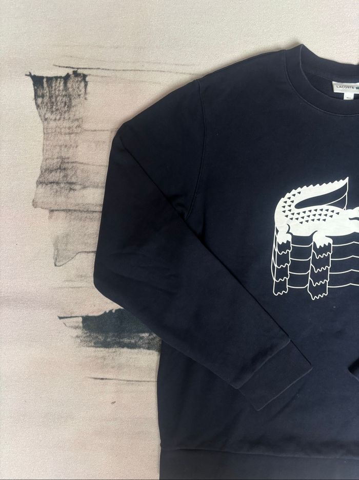 Sweat Lacoste bleu marine logo imprimé crocodile blanc taille M/L - photo numéro 5