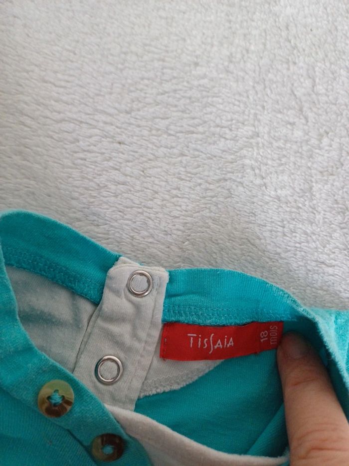 Tshirt turquoise et blanc 18 mois - photo numéro 2