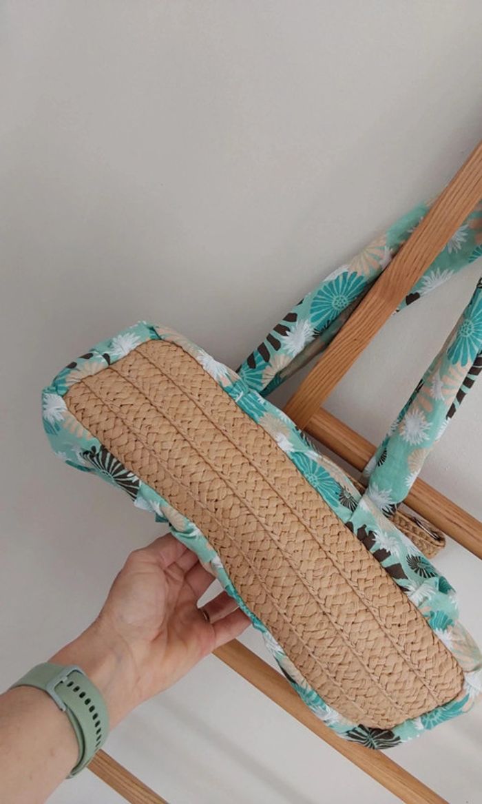 Sac bohème paille turquois Neuf avec Étiquette - photo numéro 7