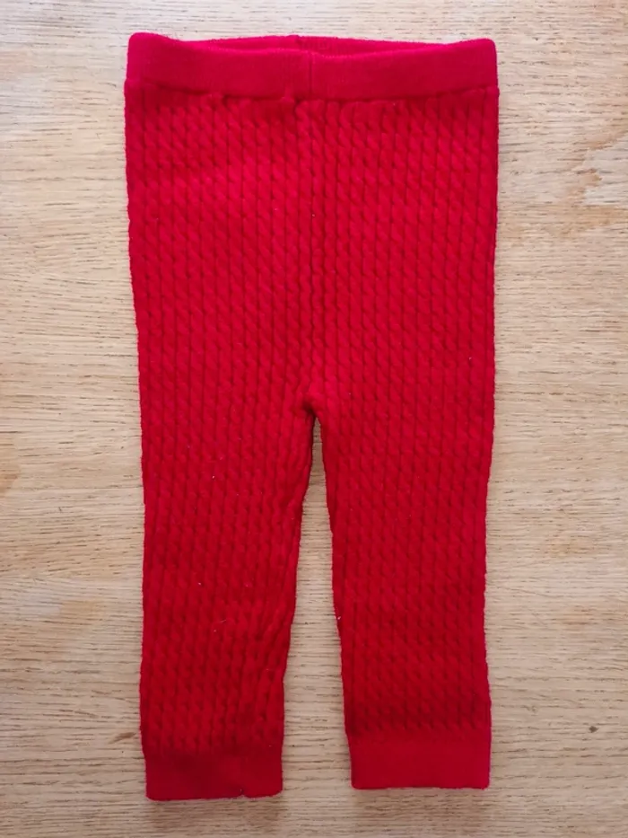 Legging maille rouge fille 9 mois 12 mois Primark excellent état