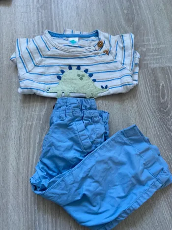 Ensemble 6 mois bebe garcon pantalon t shirt marinière