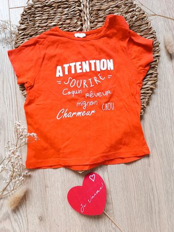 T-shirt manches courtes  orange 12 mois Kiabi