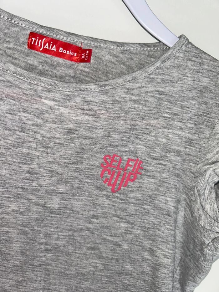 T-shirt manches courtes gris motif cœur - 8 ans - Tissaia - photo numéro 2