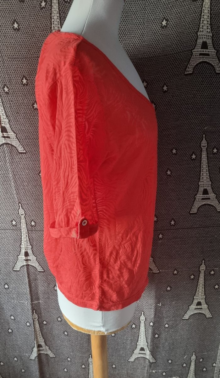 Blouse rouge transparent à motifs taille 3 - photo numéro 5