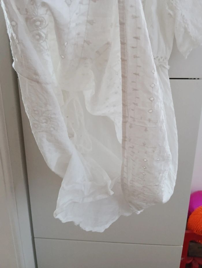 Robe tunique blanche Zara dentelle et broderie anglaise taille s - photo numéro 6