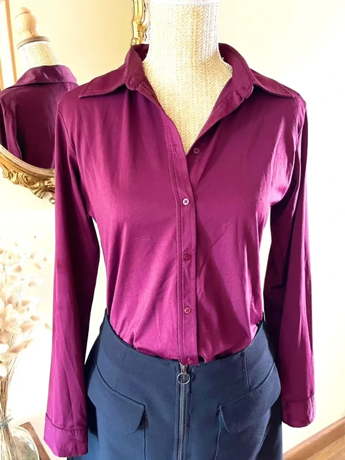 Sublime Chemise à col et boutonnage Autre Ton en Bordeaux taille 42 - photo numéro 2