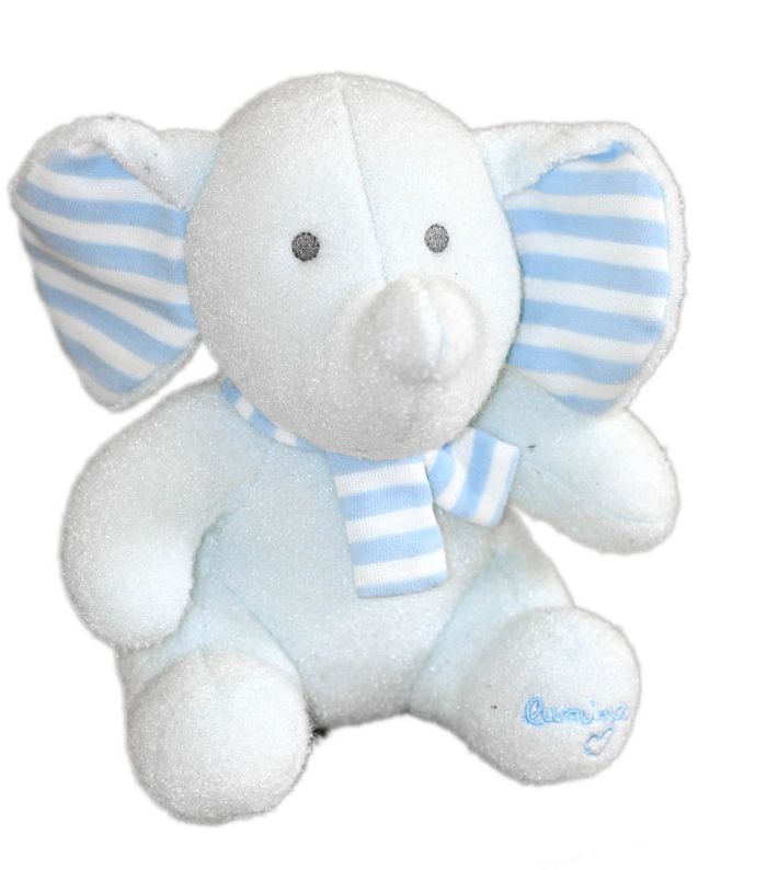 Peluche doudou Elephant bleu Luminou 20 cm Jemini