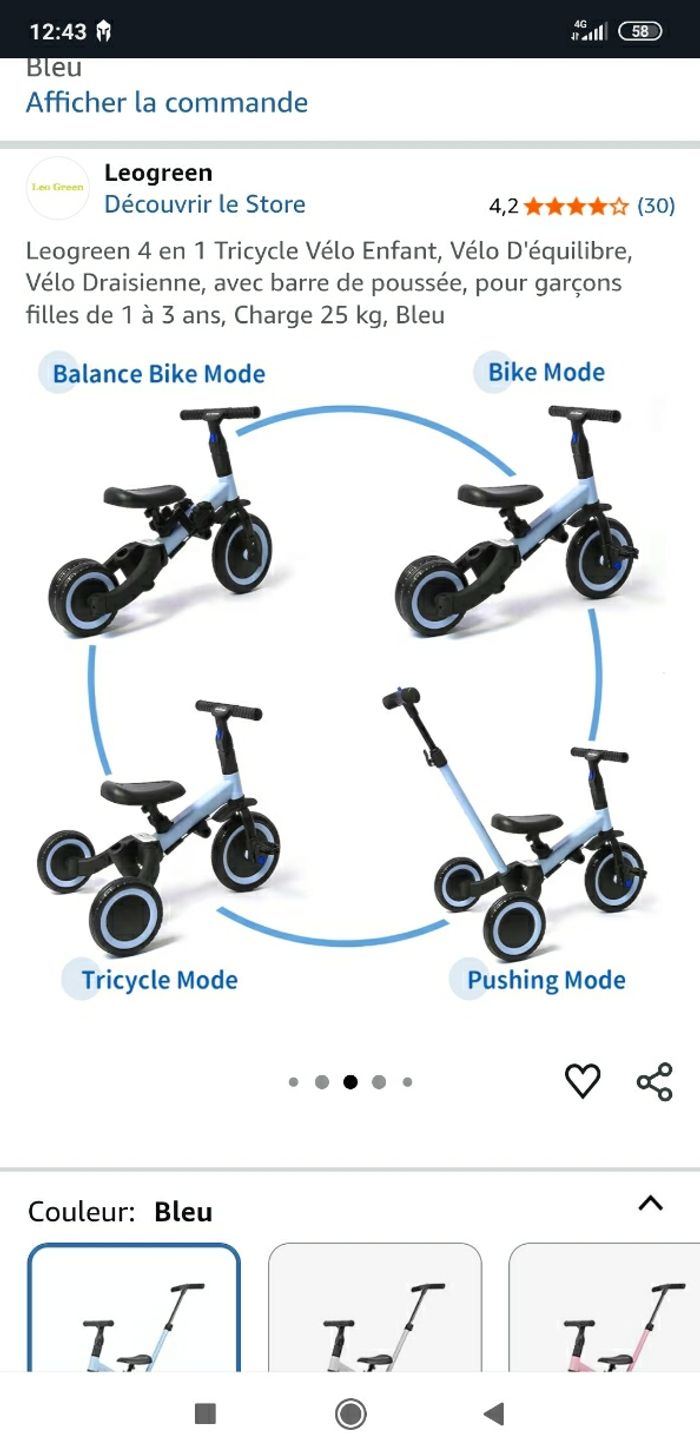Tricycle 4 en 1 - photo numéro 3