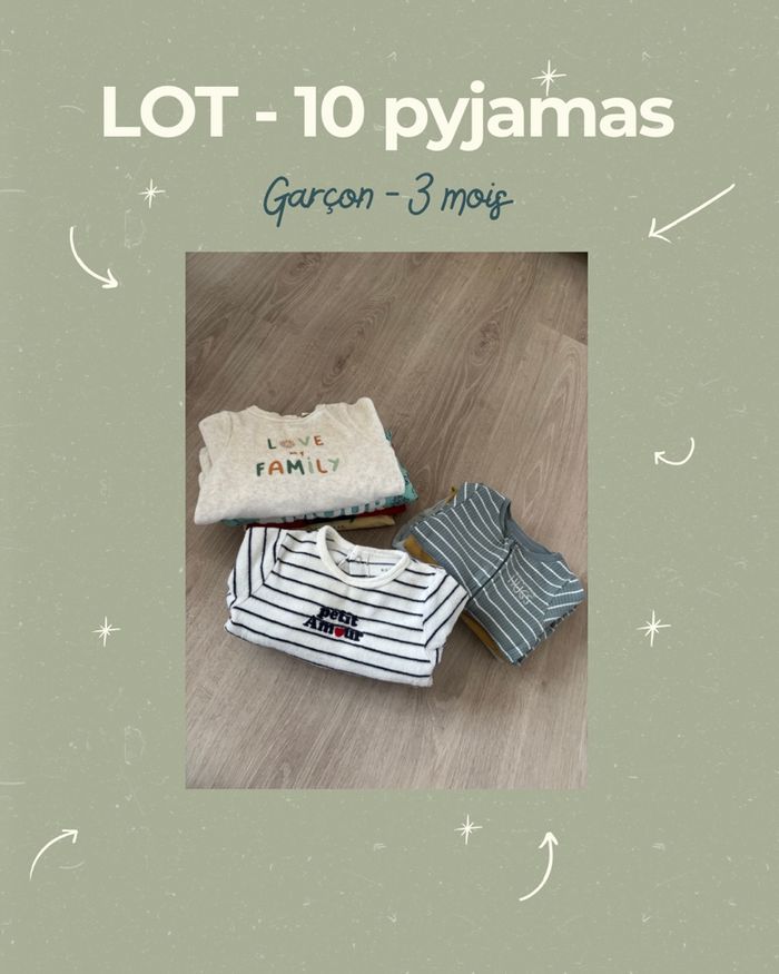 Lot 10 pyjamas 3 mois garçon