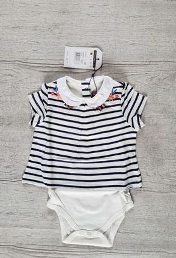 Body fille Zafleur Blanc et bleu 6 mois Sergent Major neuf