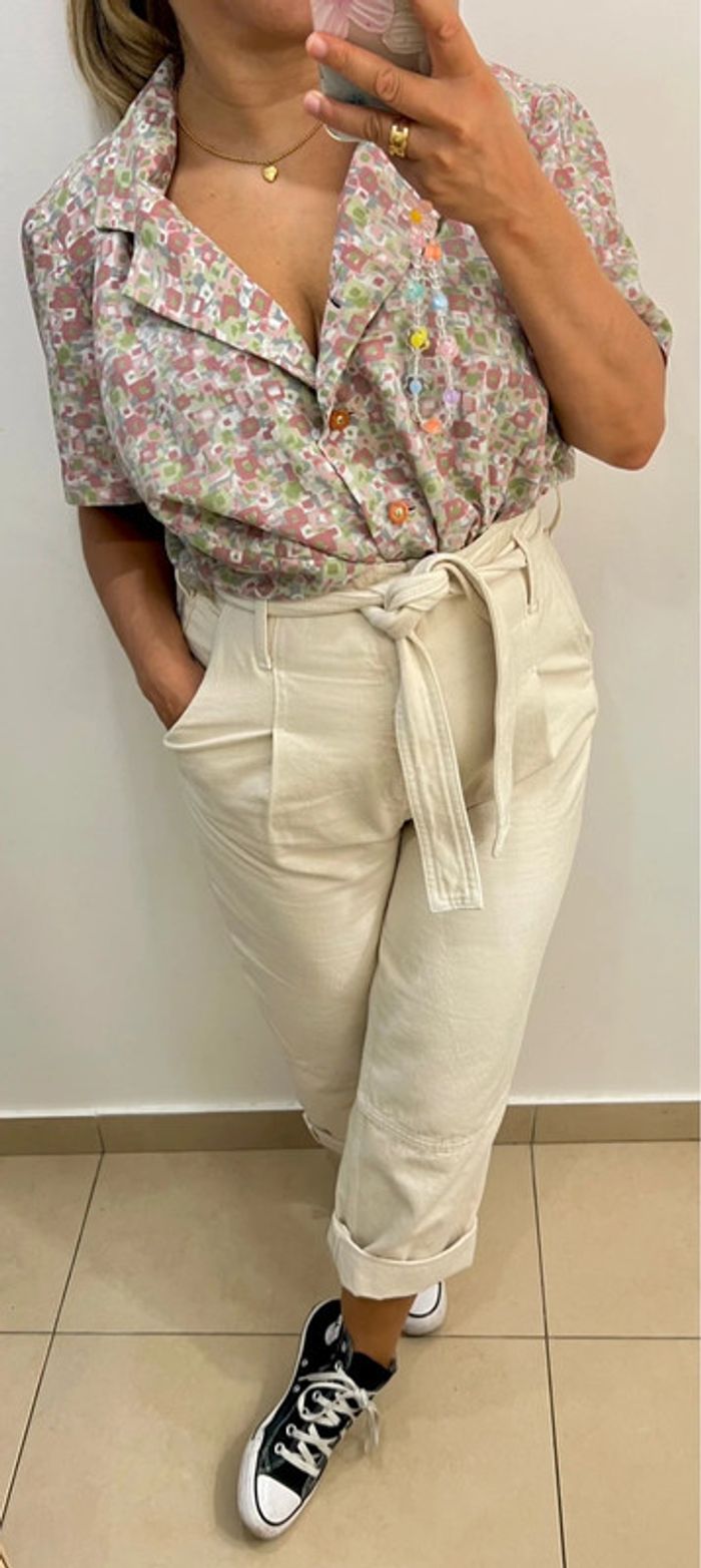 Chemise Vintage À Manches Courtes Imprimée Taille 44 - photo numéro 2