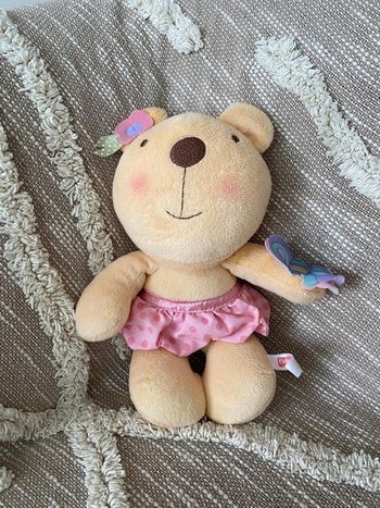 Peluche doudou 27cm Fisher price ours fille beige et rose très bon état