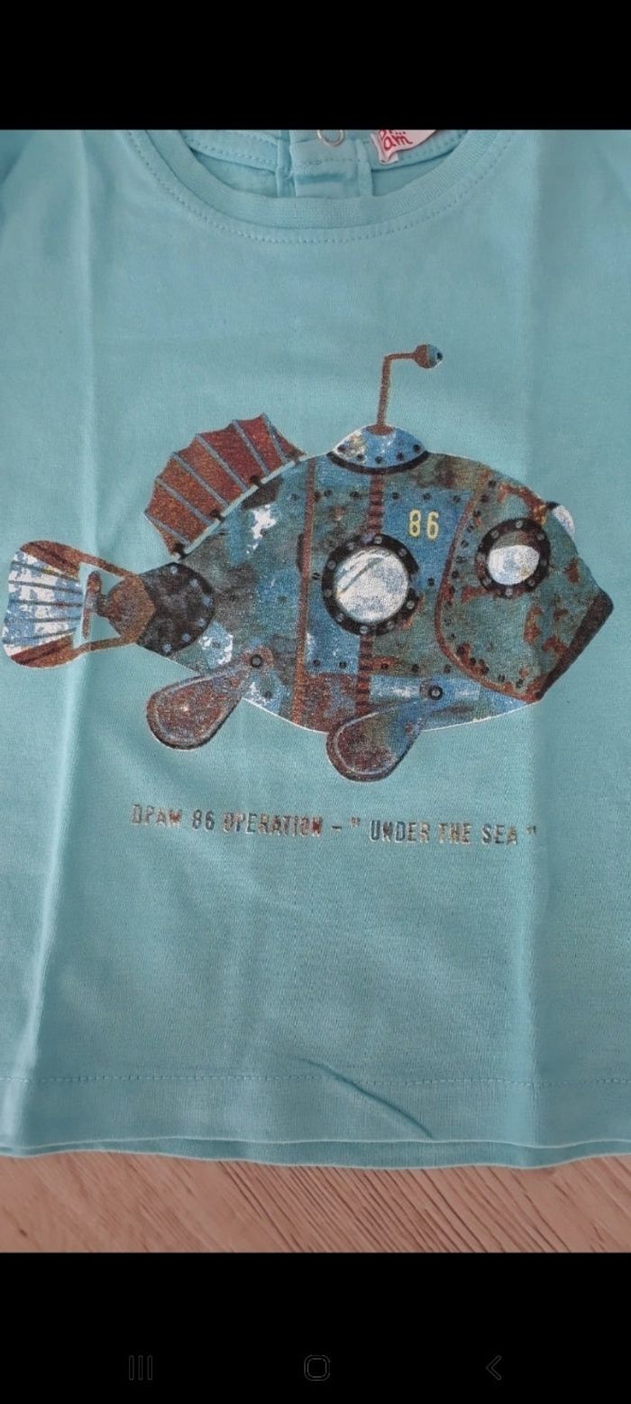 Tee shirt bleu poisson - photo numéro 2