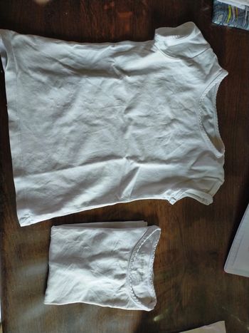 Lot 2 t-shirts blancs manches courtes 2 ans