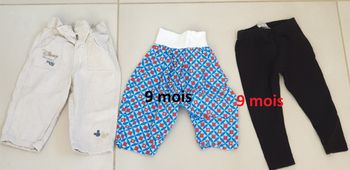 3 pantalon legging pantalon leger tissu 9 mois