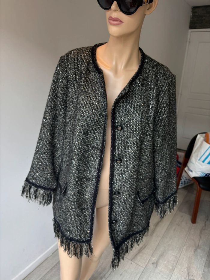Veste mi longue à frange Zara xl