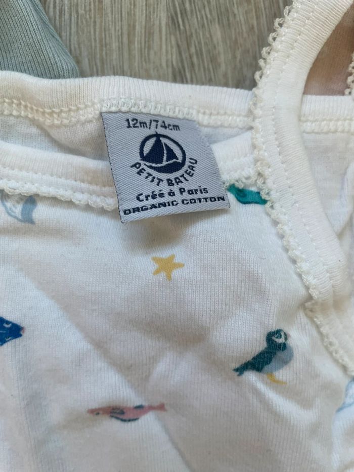 Lot de 3 bodys bretelles 12 mois petit bateau - photo numéro 2