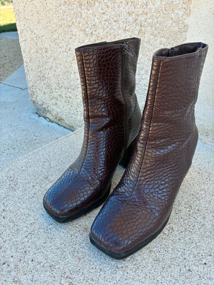 bottines talon compensées marron - photo numéro 6