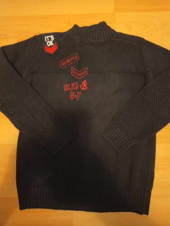 Pull col camionneur zippé IKKS taille 8 ans bleu marine