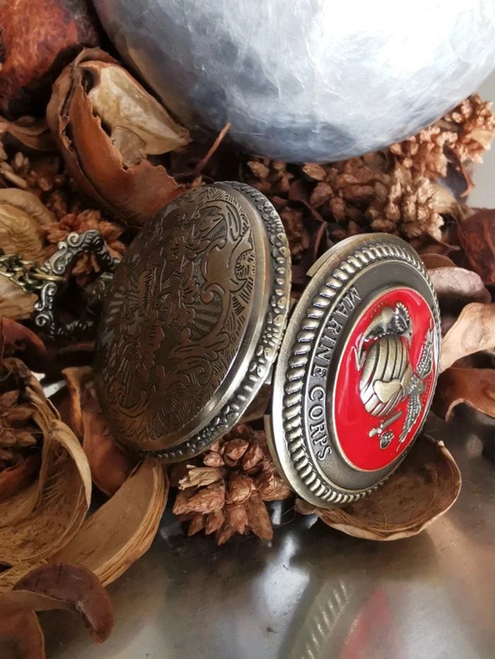 Montre à gousset avec chaîne rouge oiseau - photo numéro 3