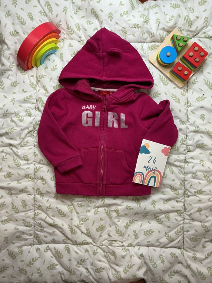gilet zippé à capuche rose foncé 24 mois tissaia