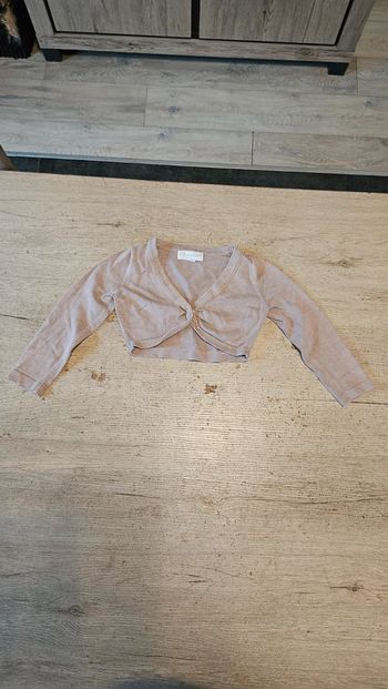 Boléro à manches longues beige foncé, Buissonnière, 6 ans, nickel