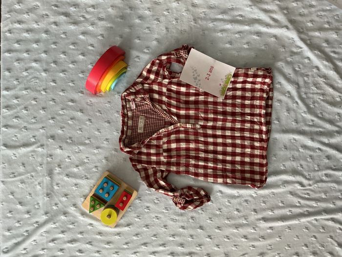 robe manches longues à carreaux bordeaux et blanc zara 2/3 ans - photo numéro 1