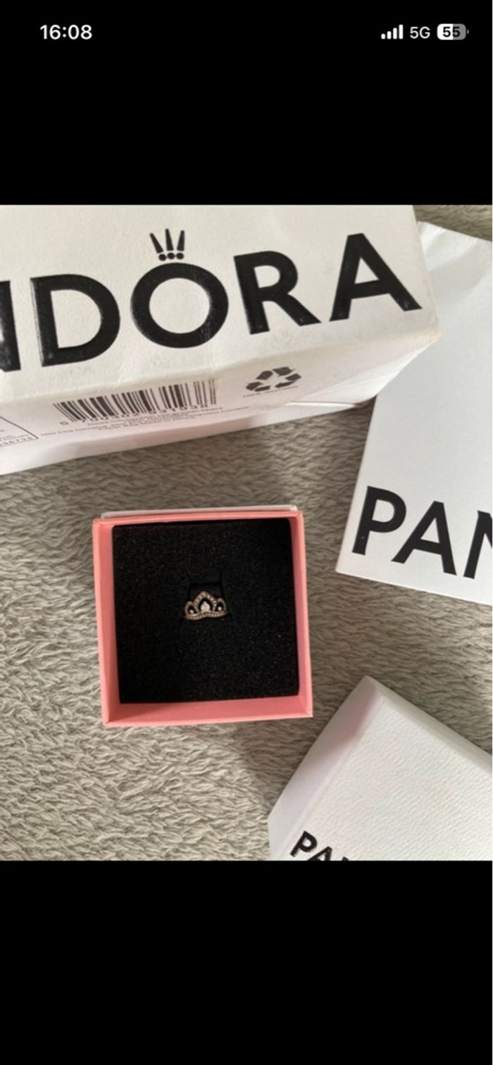 Bague pandora tiare perlée royale argent - taille 50 - photo numéro 3