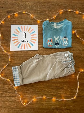 Ensemble garçon 3 mois : tee-shirt et pantalon