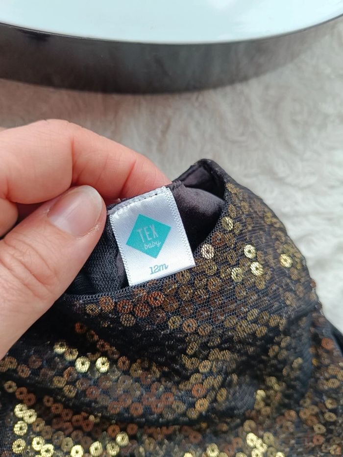 Robe de fête anniversaire mariage Noël sequins Fille 12 mois Tex Baby - photo numéro 5