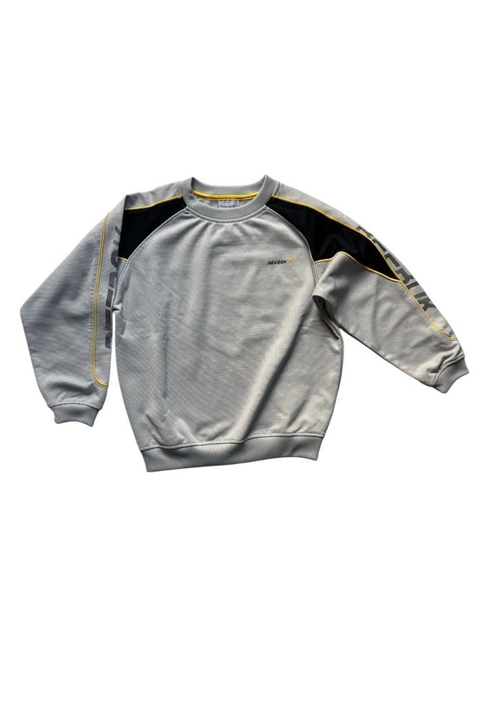 Pull gris jaune noir Reebok 10 ans