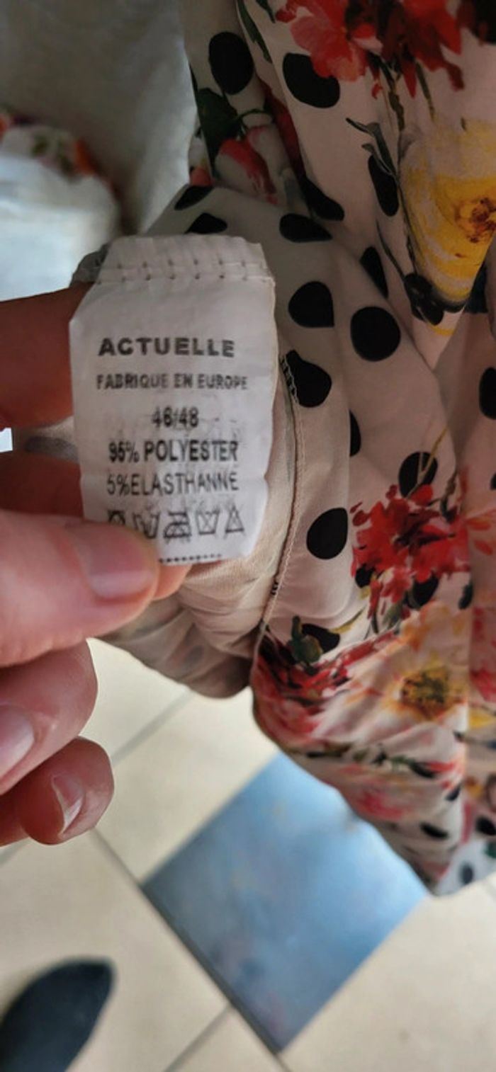 Robe blanche à pois et fleurs colorées – Élégance et fraîcheur - photo numéro 5