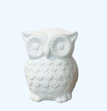 Hibou Décoration Blanc 11x8cm