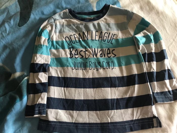 Haut manches longues rayé bleu 3ans