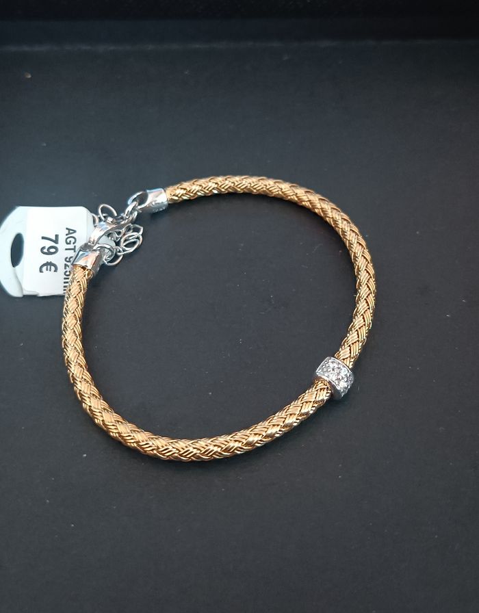 Valenzi, bracelet enfant, Argent doré 925 et rondelle d'oxyde de zirconium. Neuf - photo numéro 2