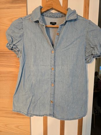 Chemise en jean fille manche ballon
