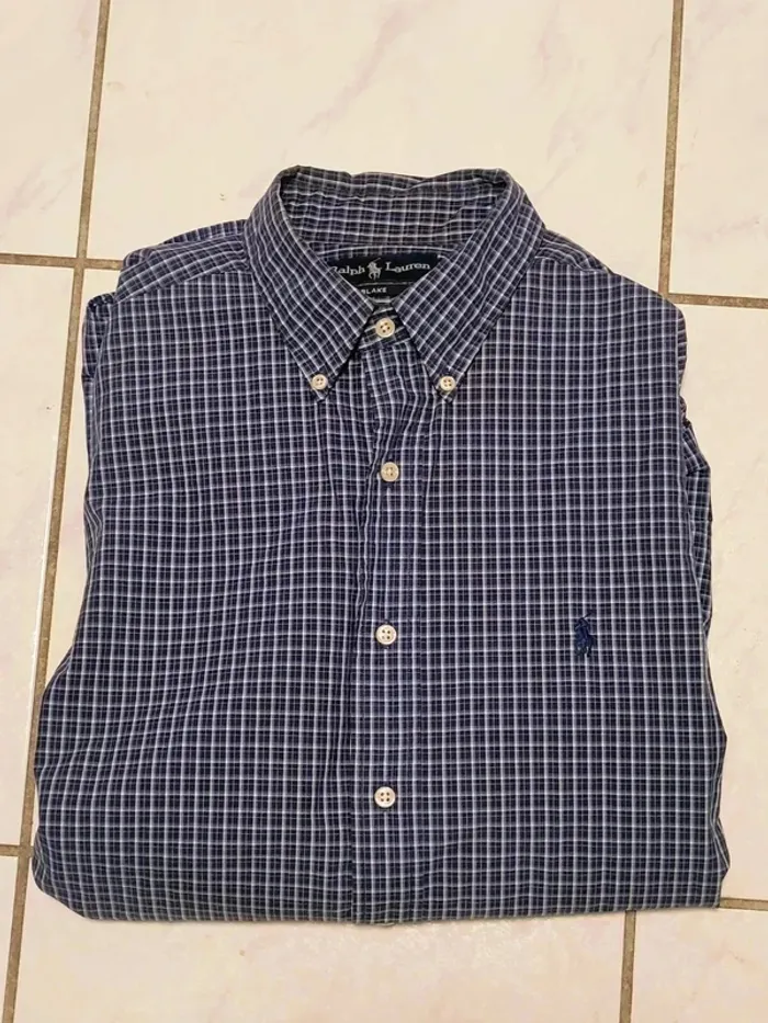 Chemise Ralph Lauren Blake à Carreaux Bleu Marine – Vintage Y2K - photo numéro 4