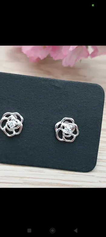 Boucles d'oreilles fleurs rose argent 925