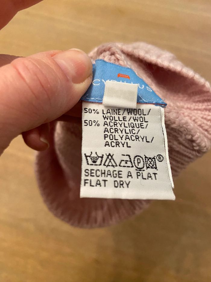 Bonnet en laine mélangée torsadée rose pâle Cyrillus taille 55 cm - photo numéro 3