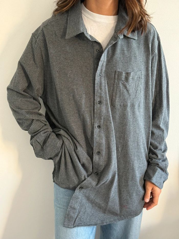 Chemise / Surchemise vintage George en coton taille XXXL couleur grise & blanche