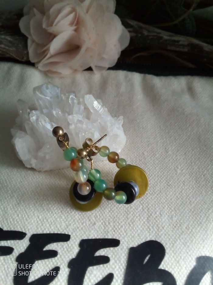 Boucles d'oreilles bohèmes en pierres naturelles - photo numéro 3