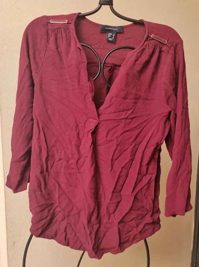 Blouse bordeaux manches 3/4