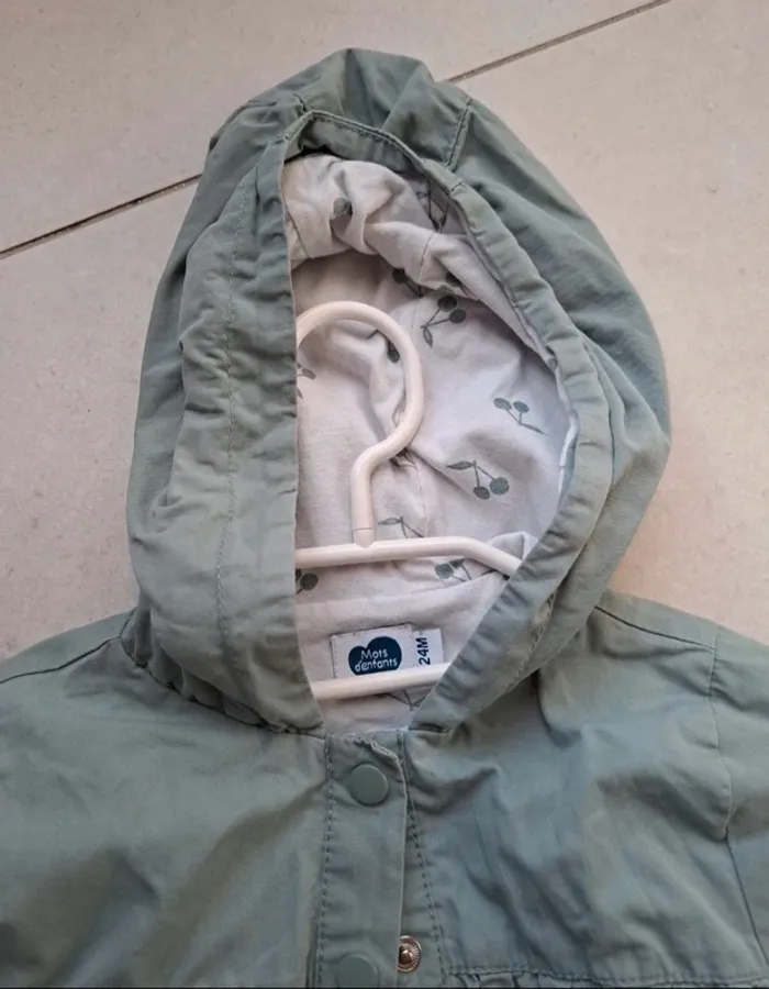 Blouson fille 24 mois vert sauge - photo numéro 4