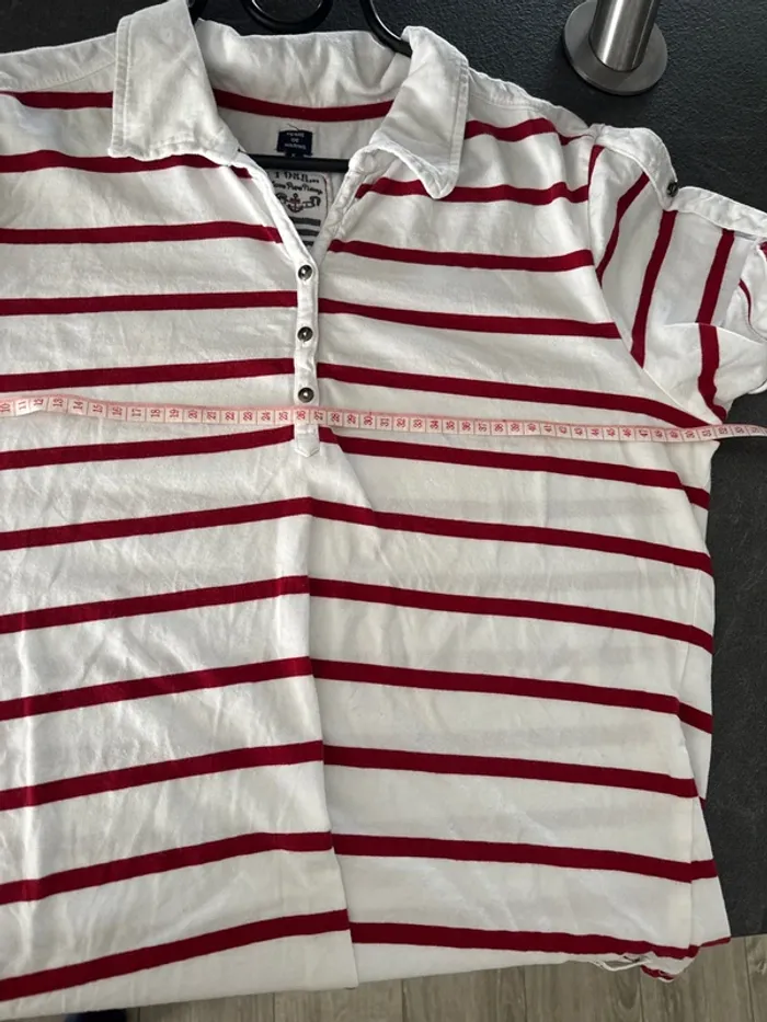 👚T- shirt femme - terre de Marins- blanc et rouge- très bon état - taille 5 - photo numéro 12