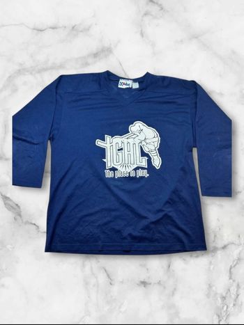 Maillot Hockey Vintage Kobe IGHL The Place To Play Numéro 8 Bleu Marine Y2K
