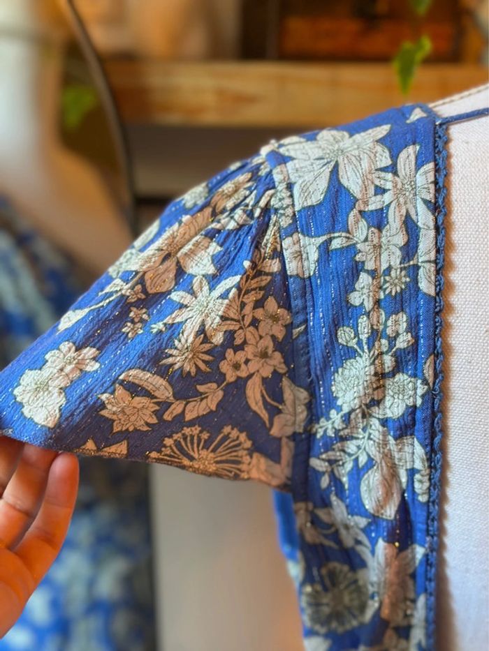 Robe d’été Goa dos ouvert à fleurs bleu blanc T.36 - photo numéro 9