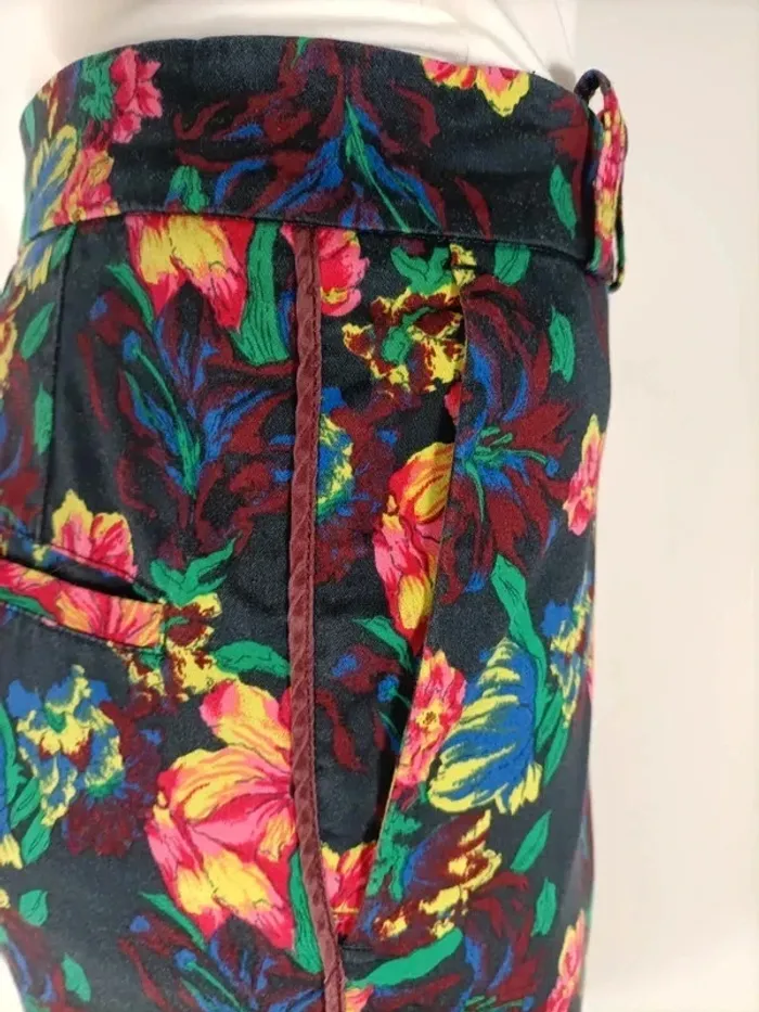 Pantalon fleuri Armand Ventilo taille 38 en coton et soie A211 - photo numéro 6