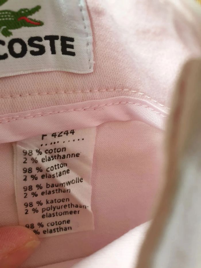 Pantacourt toile femme Lacoste T38 long 91cm rose claire - photo numéro 5